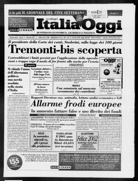 Italia oggi : quotidiano di economia finanza e politica